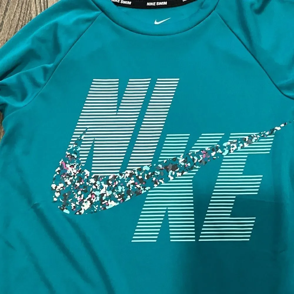 NWT Nike Dri-FIT Kids Teal Long Sleeve Graphic Shirt Size XS